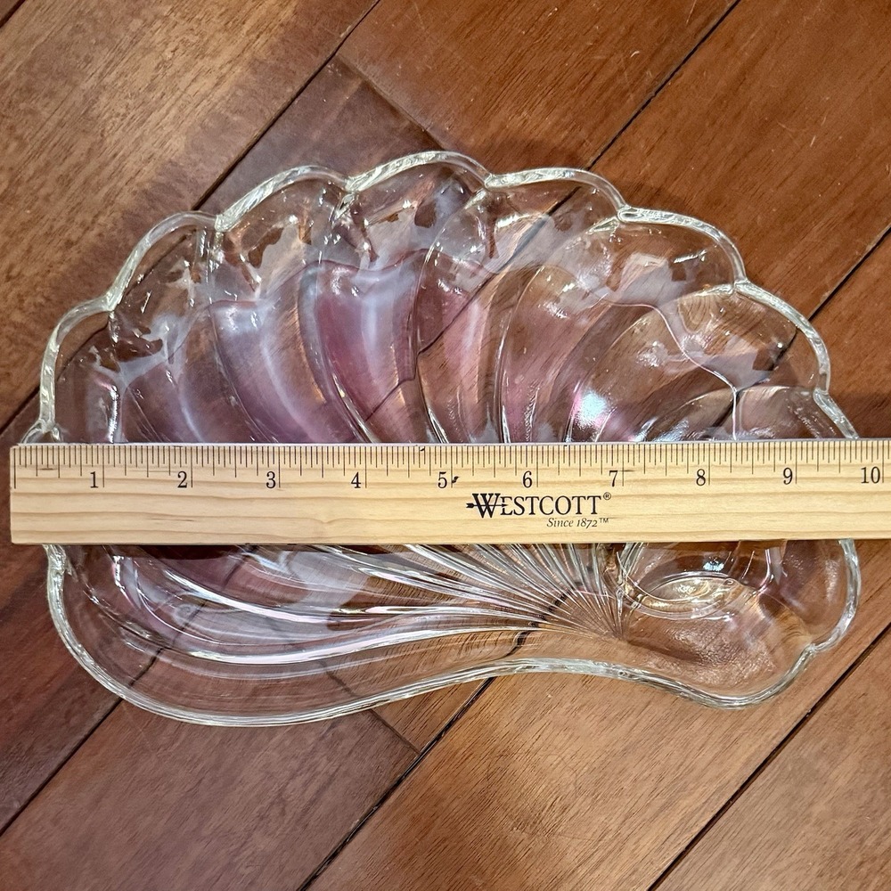 4pc VTG 1940s MCM Hazel Atlas Scalloped Seashell Snack Luncheon Plate Cup Holder - Picture 4 of 5